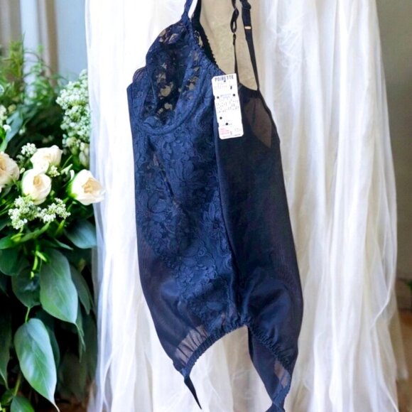 Vintage Dolores For Poirette Vtg 70's Black Lace Teddy Bodysuit ILGWU 34B NEW - Picture 4 of 16